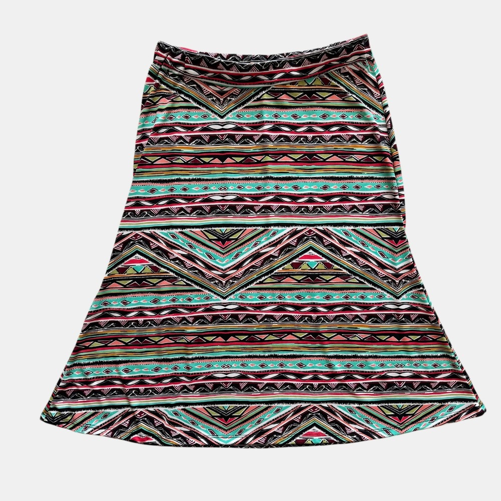 Bleeker & McDougal Vintage Petite Geometric‎ Tribal Boho Midi Skirt Medium P Y2K